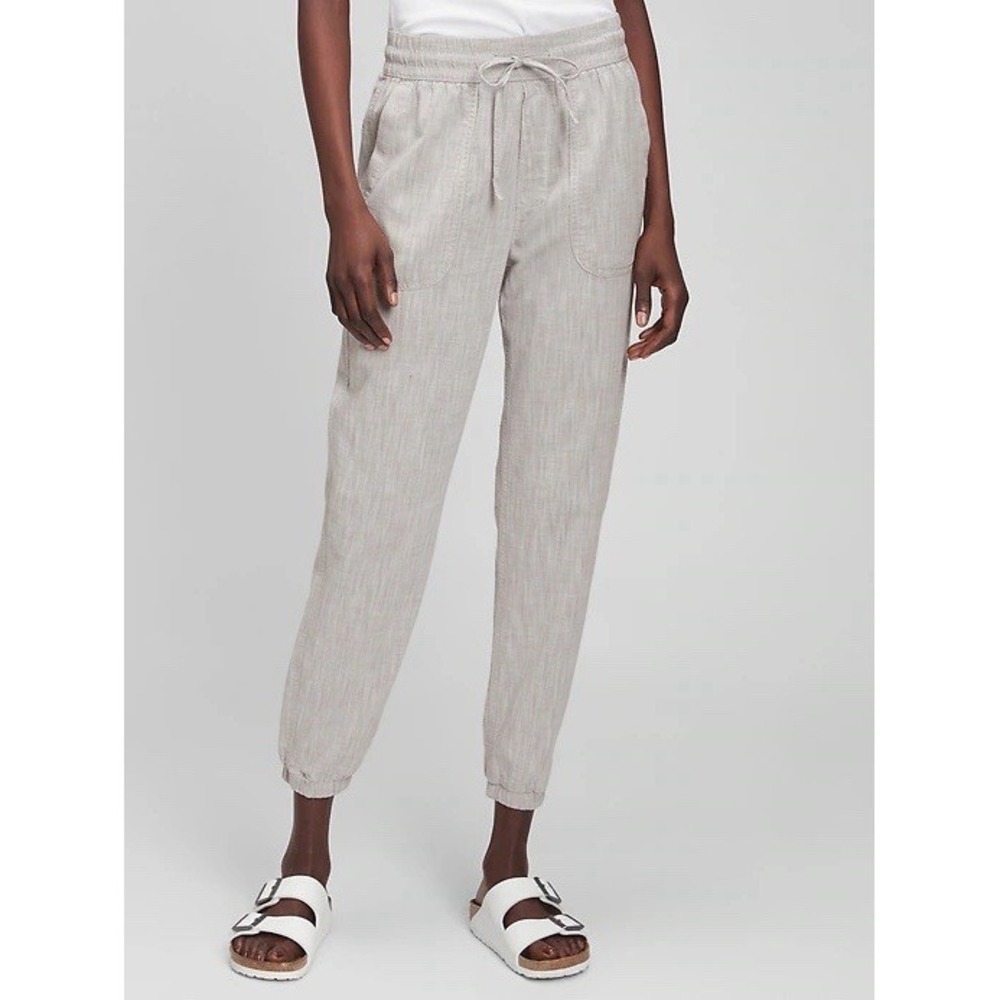 GAP Herringbone Chambray Jogger Pants XS Cotton Drawstring Casual Tapered